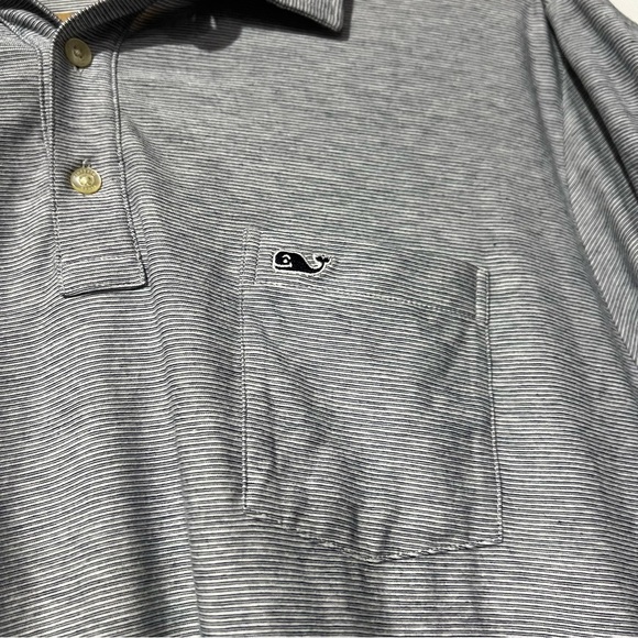 Vineyard Vines Edgartown Polo Blue and White Striped Size XL Preppy Coastal - Picture 3 of 4